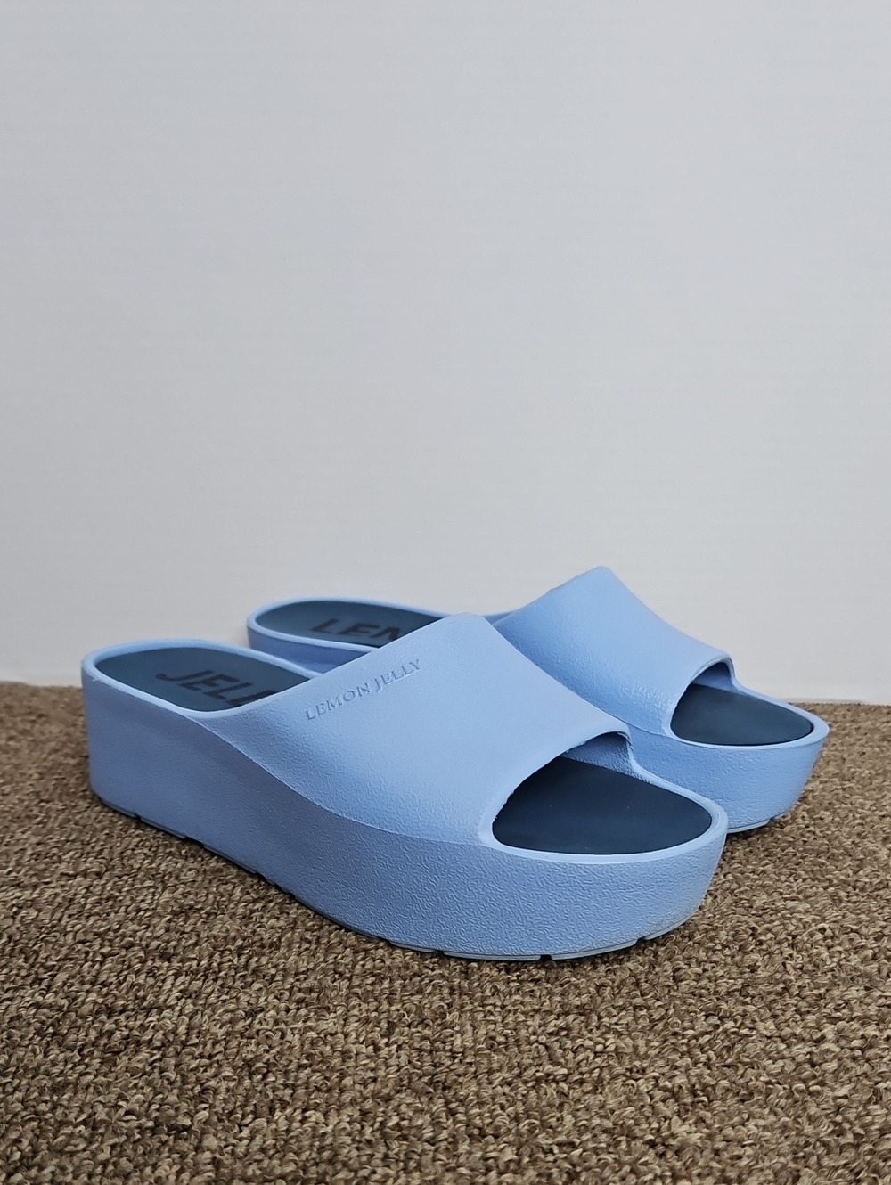 Lemon Jelly Sunny Vegan Platform Sandals Blue Sz 37 (6-6.5) Womens